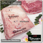 Beef Sirloin AGED BY GOODWINS WAGYU TOKUSEN marbling-6 (Striploin / New York Strip / Has Luar) chilled whole cut original carton 2pcs x 2.5kg (price/kg) PREORDER 5-14 days notice